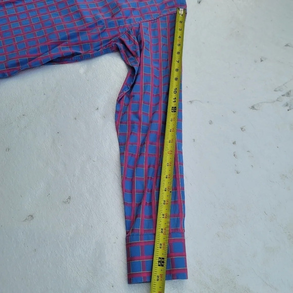 Luchiano Visconti Mens Blue Pink Plaid Long Sleeve Button Shirt Colorful L - Picture 9 of 9